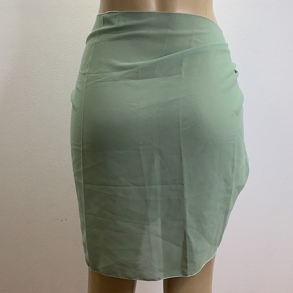 Zuliana Light Green Lettuce Trim With Tie Cover Up Skirt/Sarong. Made in USA NWT - Picture 4 of 4